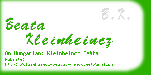 beata kleinheincz business card